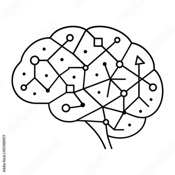 Obraz Brain Neural Network Connectivity Abstract Vector Line Art