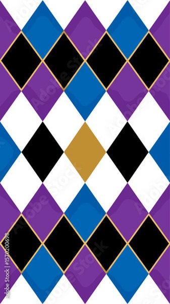 Fototapeta Geometric Diamond Pattern with Purple, Blue, and Black Shapes