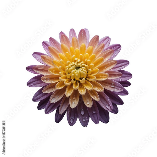 Obraz Closeup of a Multicolored Chrysanthemum with Water Droplets