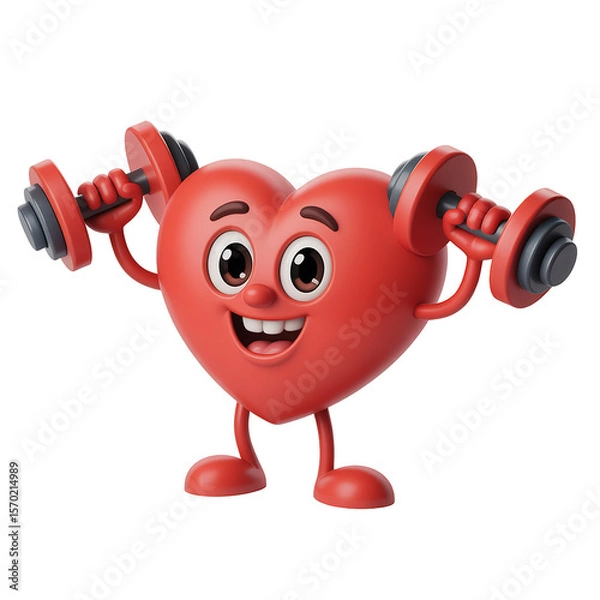 Obraz Heart Character Lifting Dumbbells