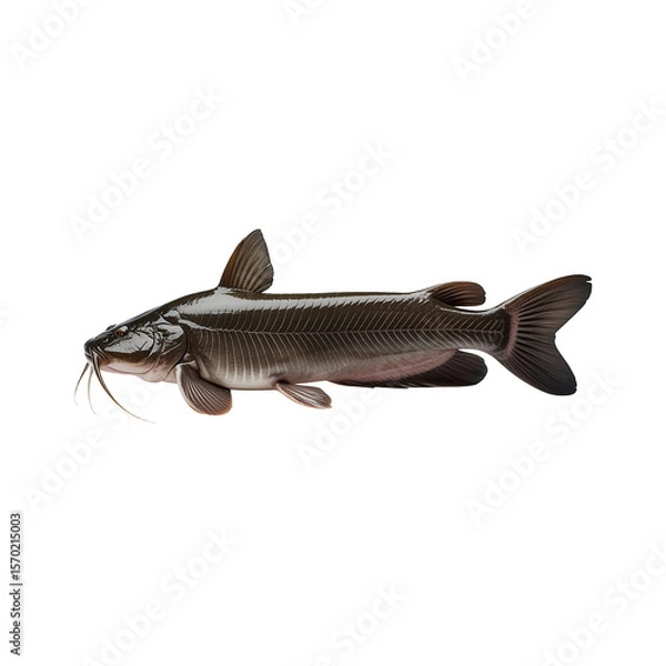 Obraz Dark Brown Catfish Isolated on White Background
