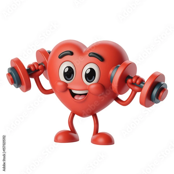 Obraz Heart Character Lifting Dumbbells