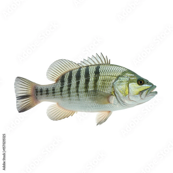 Obraz Striped Fish Isolated on White Background