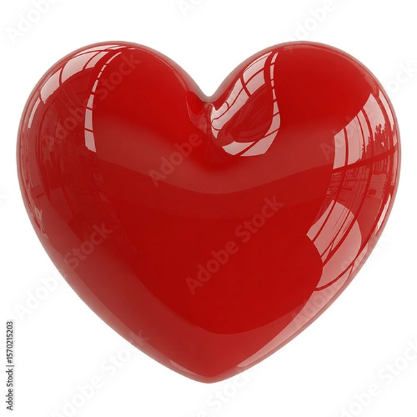 Obraz Shiny Red Heart Shape on White Background