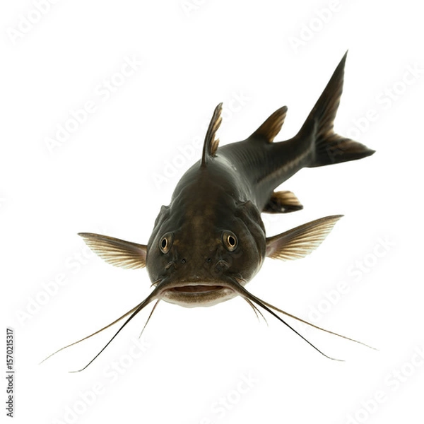 Obraz Close Up of a Flathead Catfish on White Background