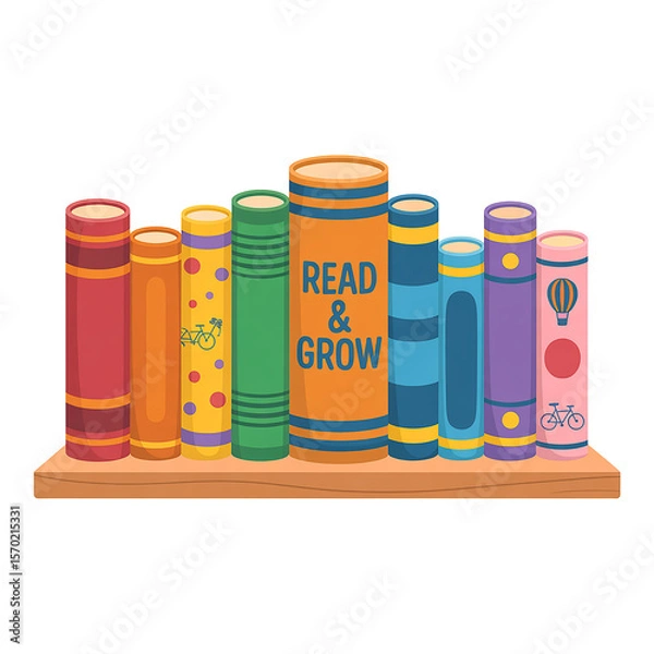 Obraz Colorful Books on a Wooden Shelf