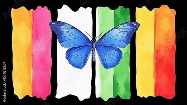 Fototapeta Vibrant butterfly within a colorful design.