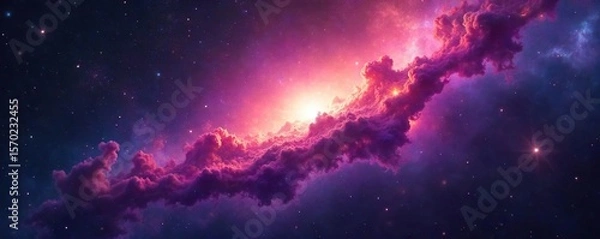 Fototapeta Awe-Inspiring Nebula Vibrant Cosmic Dust and Swirling Gases in Deep Space, Perfect for Science, Astronomy, and Space Exploration Projects.