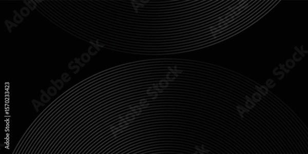 Fototapeta Abstract black glowing geometric lines modern shiny gray circle lines pattern, Modern black gray gradient rings. Suitable for banner, cover, poster, website, presentation, brochure,modern