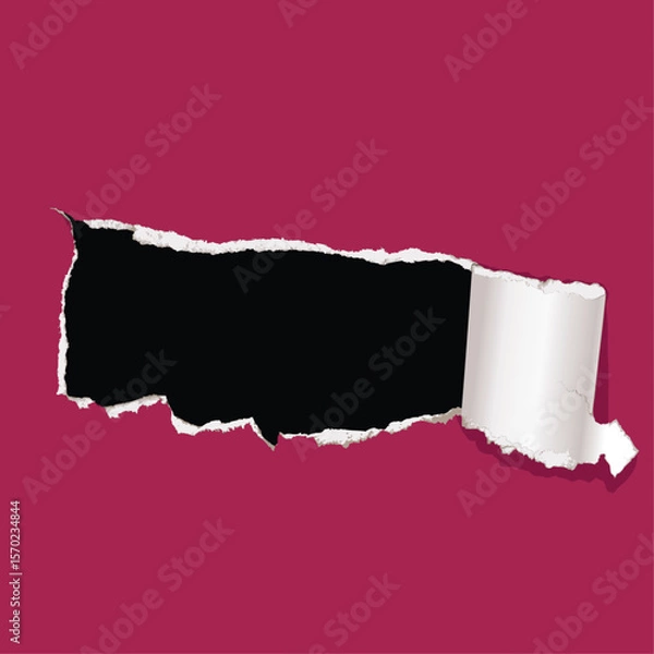 Obraz Torn Paper Hole Background Crimson Red with Black Reveal