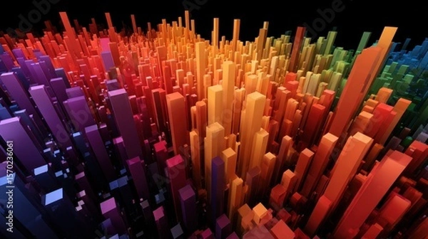 Fototapeta Abstract cityscape of colorful blocks