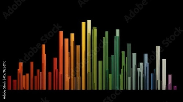 Fototapeta Colorful bar graph on black background