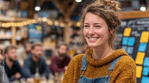 Fototapeta Woman smiling at a meeting