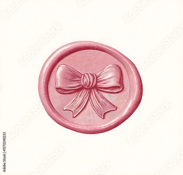 Fototapeta Circular Vintage Wax Seal: Elegant and Ornate Craftsmanship in Pink for Romantic Stationery and Gift Wrapping