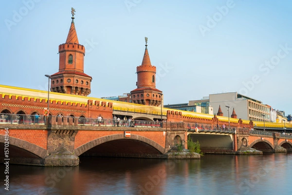 Fototapeta Oberbaum Bridge in golden hour light in Berlin. Germany