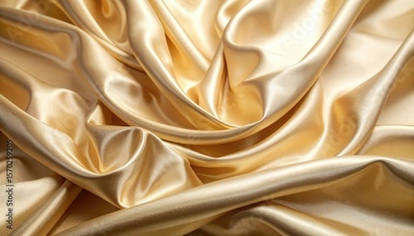 Obraz Luxurious Light Gold Silk Fabric with Elegant Texture and Metallic Sheen