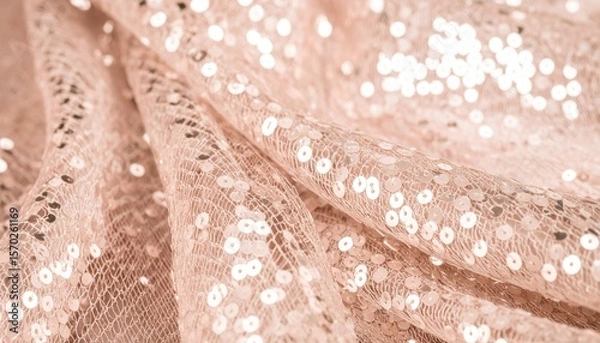 Obraz Rose Gold Sequined Fabric Shimmering Texture with Detailed Sparkling Pattern and Soft Lighting