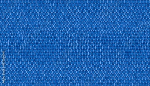 Obraz Seamless Metallic Hexagonal Chainmail Pattern in Shades of Blue with Detailed Texture and Geometric Design