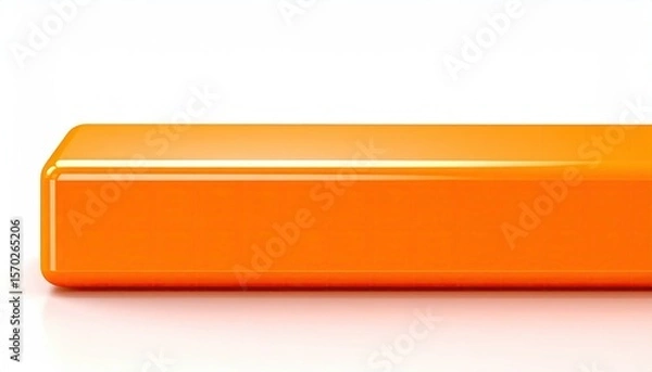 Obraz Sharp Glossy Orange Bar Isolated On White Background With Reflection