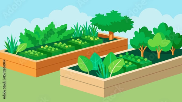 Obraz Elevated Garden Design Creating Lush Raised Beds for Vegetables and Herbs