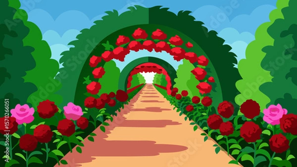 Obraz Romantic Rose Garden Path A Charming Floral Archway