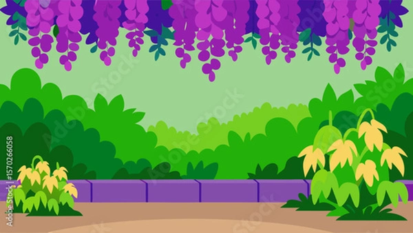 Obraz Vibrant Wisteria Canopy Lush Garden Background Illustration
