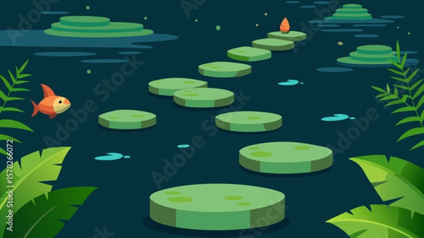 Obraz Enchanted Water Lily Path A Magical Journey Across Lily Pads