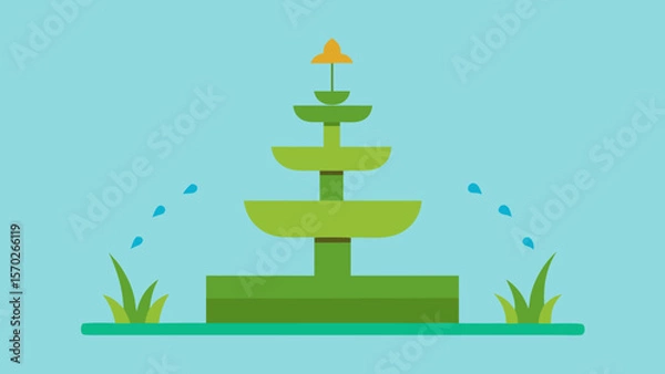 Obraz Serene tiered fountain design  A calming water feature illustration