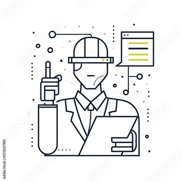 Fototapeta Businessperson in futuristic attire interacting with digital data.