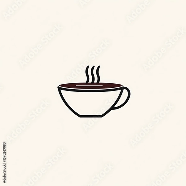 Fototapeta Simple outline of a hot beverage in a cup.