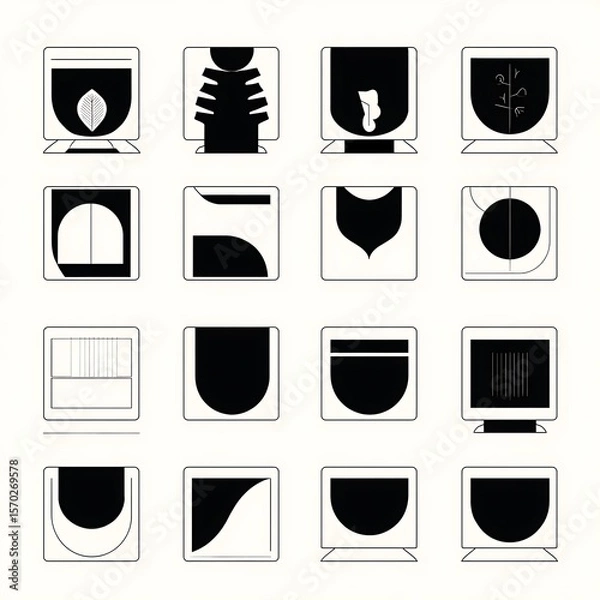 Fototapeta Abstract shapes in a grid pattern.