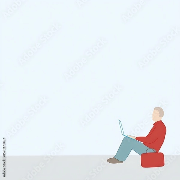 Fototapeta Person seated using a laptop.