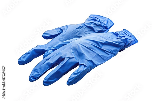 Obraz A Pair Of Blue Nitrile Gloves Isolated On A Transparent Background The Gloves Are Made Of A Thin Flexible Material And Are Designed For Use In A Variety Of Settings Including Medical Industrial And Fo