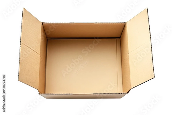 Obraz An Open Cardboard Box With The Flaps Folded Back Revealing An Empty Interior The Box Is Isolated On A Transparent Background