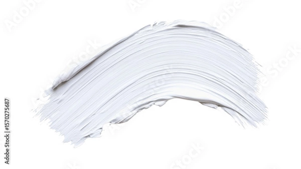 Fototapeta White acrylic paint brush stroke with textured edges and artistic smear isolated on white background