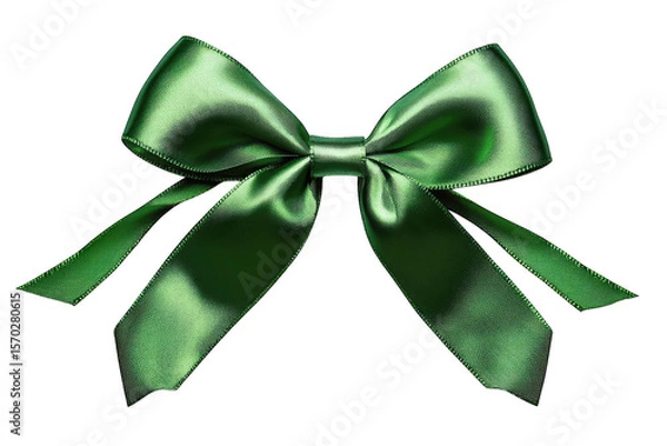 Obraz A Green Satin Ribbon Bow Tied With A Classic Knot Isolated On A Transparent Background The Bow Is A Symbol Of Celebration And Is Perfect For Adding A Touch Of Elegance To Any Gift Or Occasion