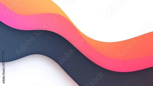 Fototapeta Abstract flowing wave design with vibrant pink orange and dark blue color gradients on white background