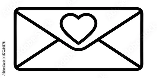 Fototapeta 
A simple outline icon of an envelope with a heart symbol on its flap, conveying a message of love, romance, or heartfelt communication.