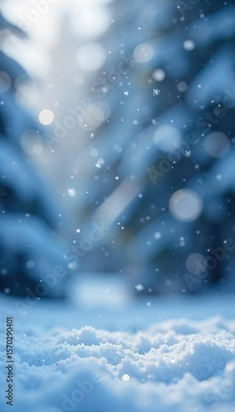 Fototapeta Delicate Snowflakes Falling on Softly Blurred Winter Background ? Perfect for Holiday and Weather Projects