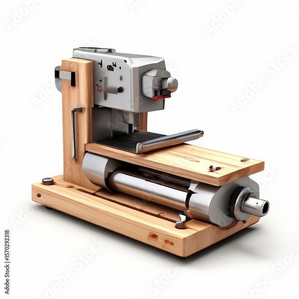 Fototapeta an AI Image Generator, Wooden and Metal Lathe for Precision Crafting