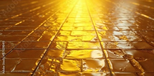 Fototapeta Gleaming Golden Tiles Luxurious Texture and Intricate Light Reflections for Design Projects