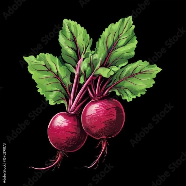 Fototapeta an AI Image Generator, Vivid Illustration of Two Fresh Beetroots