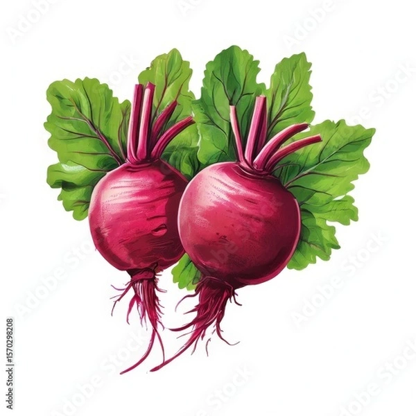 Fototapeta an AI Image Generator, Vivid Illustration of Two Fresh Beetroots