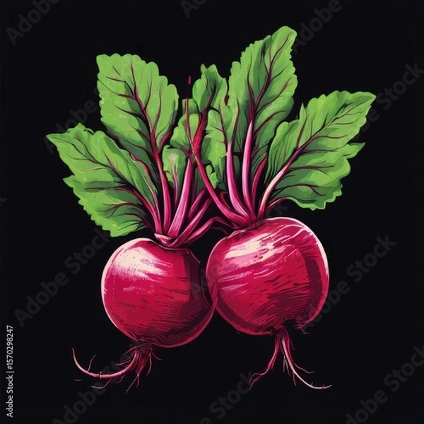 Fototapeta an AI Image Generator, Vivid Illustration of Two Fresh Beetroots