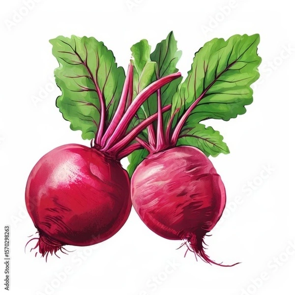 Fototapeta an AI Image Generator, Vivid Illustration of Two Fresh Beetroots