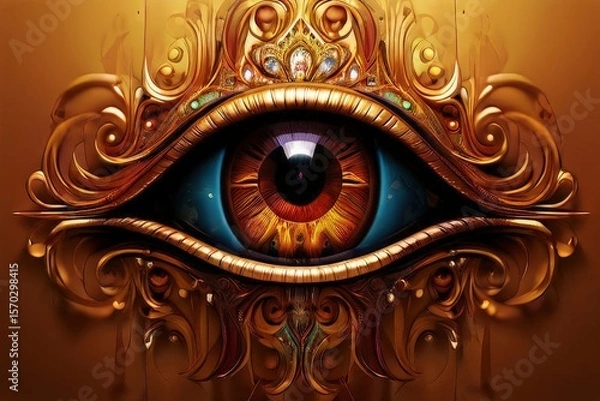 Fototapeta an AI Image Generator, Elegant Artistic Eye Surrounded By Vibrant