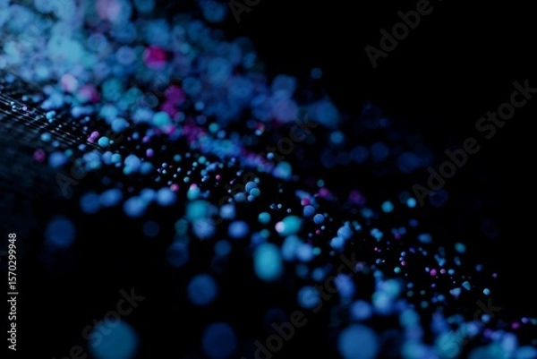 Fototapeta Abstract design of multicolored spheres on a dark background.