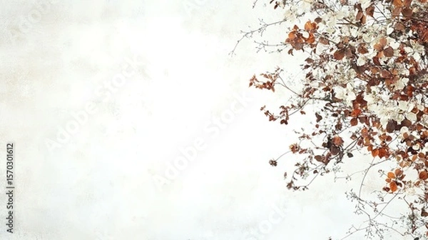Fototapeta Rustic autumnal foliage against a textured background.