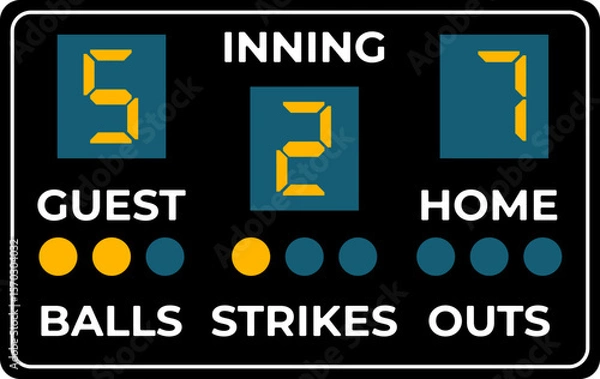 Fototapeta Softball Scoreboard Vector Illustration