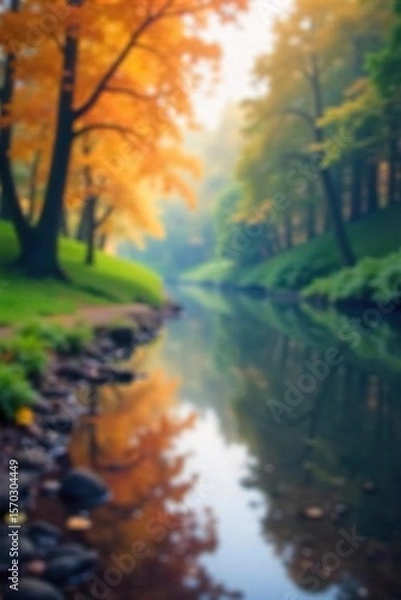 Fototapeta Serene Blurred Nature Scene Tranquil Landscape Perfect for Website Backgrounds, Presentations, and Corporate Wellness Designs